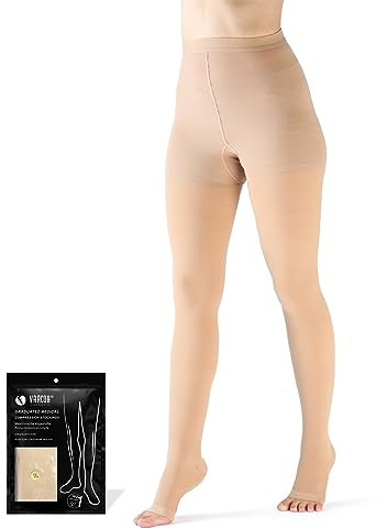 VARCOH Compression Socks for Women,Tights For Men & Women, Compression Stocking Best for DVT, Maternity, Pregnancy, Varicose Veins, Relief Shin Splints, Edema (M,Beige)