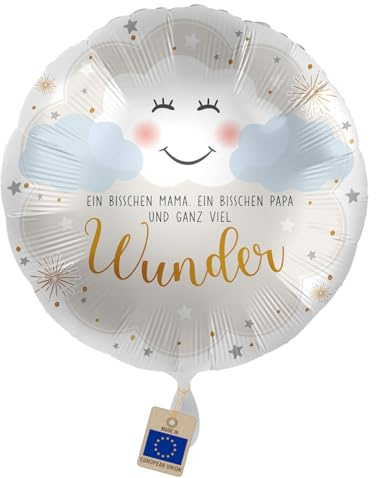 Folienballon Baby Geburt – Ganz viel Wunder | Cremefarbener Ballon zur Geburt, Babyparty & Baby Shower – „Ein bisschen Mama, Papa und ganz viel Wunder“