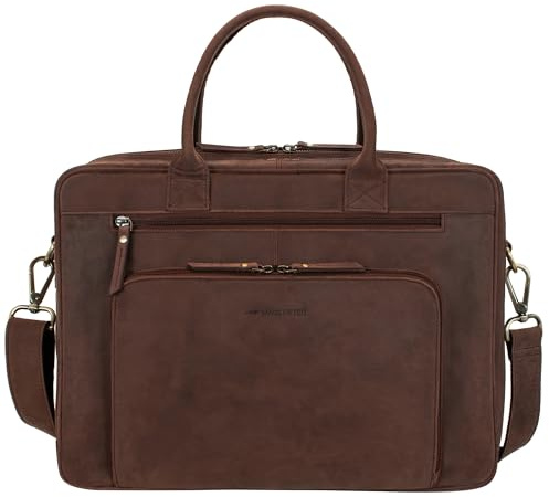 Marc Peter® Hamilton Businesstasche Herren Leder 15,6 Zoll | Leder Laptoptasche | Groß Aktentasche Umhängetasche aus Vintage Rindsleder