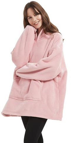 Orilautex Coperta Con Cappuccio da Donna, Taglia Extra Large, Design Neutro, Calda per Adulti e Adolescenti Con Maniche, Tasca (Rosa)