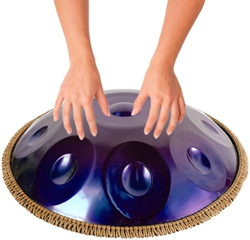 ILOOXI Handpan Drum Zungentrommel 9/10/12 Noten Handtrommel ​D-Moll 432Hz 440Hz Handpan Steel Drum Dercussion Instrument, Für Klangheilung Von Familie Und Freunden(Purple-432hz,10 Notes)
