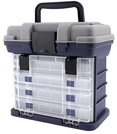Samnuerly Angelgerät-Koffer, 5-lagig, tragbare Karpfen-Angelgerät-Boxen, Angelrolle, Angelschnur, Köder-Werkzeug, Aufbewahrungsbox (A)