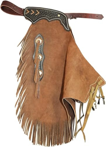 Western Chinks Chaps Basket Weave Hand Tooled per Uomini Donne Bambini Custom Made ST-CHI-010, Marrone, Medium