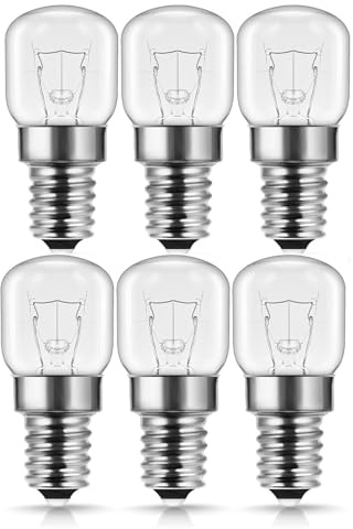LAMARE Packung mit 6 Glühbirnen – E14, 15 W, Warmweiß 2700 K – Dimmbar, Geeignet für Öfen, Mikrowellen, Salzlampen