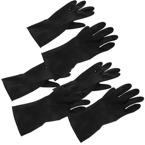Wiederverwendbare Schwarze Friseurhandschuhe 3 Paar L Gummi | Rutschfest, für Haarfarbenanwendung und Reinigung, Herren und Damen, Heimgebrauch