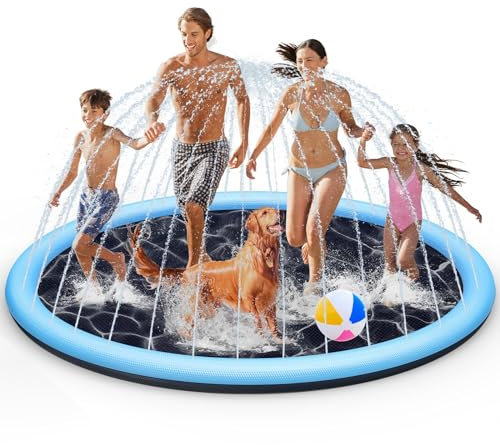 Tosekry Splash Pad für Kinder mit Antirutschfunktion, Wassersprinkler Outdoor Wasserspiel Garten, 200CM Sprinkler Pool Wasserspielzeug für Kinder & Hunde (Blau)