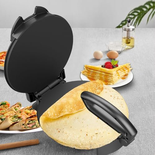 12'' Non-Stick Pancake Pan, 1500W Electric Tortilla Press, With Adjustable Handle, Stainless Steel Crepe Maker, Spring Cake Machine Pancake Machine, Pizza Machine, for Restaurants, Snack Bars, Camping