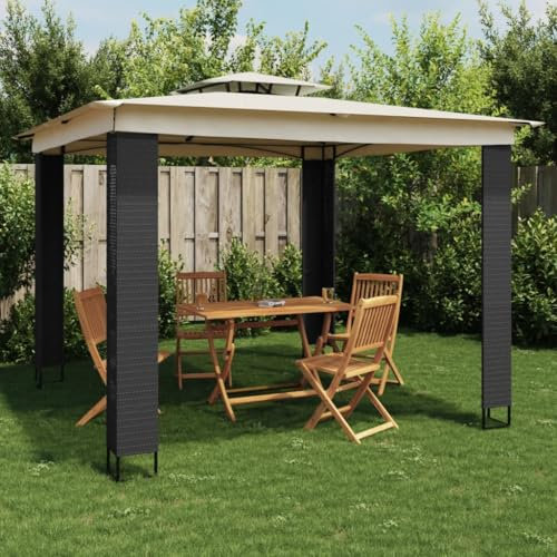 Somanki Pavillon mit Doppeldach Creme 2,94x2,94 m Stahl, Faltpavillon, Pergola, Partyzelt, Standmarkise, Sonnenzelt, Garten Pavillion, Grillpavillon - 368444