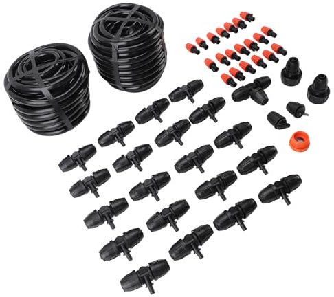 Kit de de Riego por Goteo de 65,6 Pies, Conector Rápido, Distribución Eficiente de Agua, Configuración de Líneas Múltiples, Amplias Aplicaciones para Invernadero de Jardín de