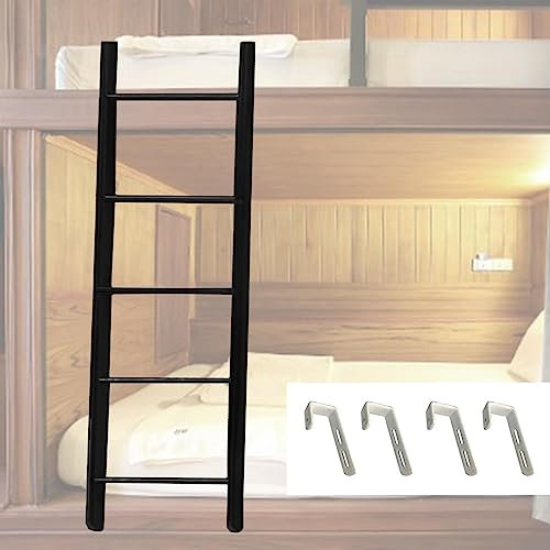 SZITW Hanging Bunk Bed Ladder with Hooks Fitting, Loft Dorm Bedroom Bunk Climb Ladder, Adjustbale Camper Step Ladder, 45/51/55/59 Attic Ladder