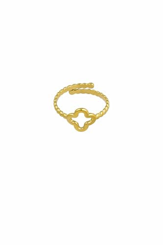 Acura-Styles Damen Edelstahl Twist Ring Gold 18KT Vergoldeter Ring Vierblättriges Kleeblatt Schmuck Wasserfest Nickelfrei Edelstahl Ringe Damen Größenverstellbar Geschenk für Frauen
