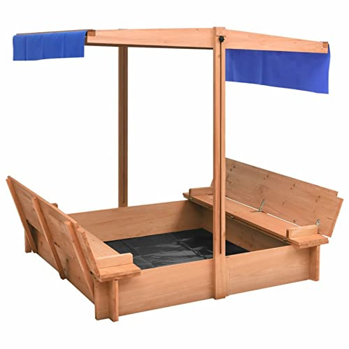 LAPOOH Sandbox with Roof Firwood 112x112x112 cm-316474