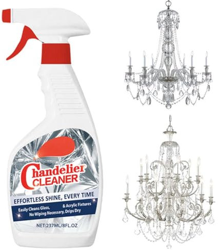 Limpiador de lámparas de araña, spray seco por goteo, removedor de polvo, acabado limpio en cristal y vidrio, cristal, spray de limpieza fino coleccionable sin rayas