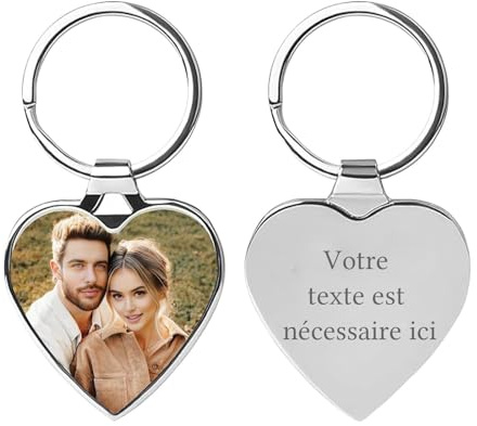 Porte Clef Personnalisable Gravure Laser Recto Verso avec Photo et Texte Émotionnel Porte-Clés Personnalisé Idéal Cadeau Personnalisé pour Femmes Homme Mère Pères