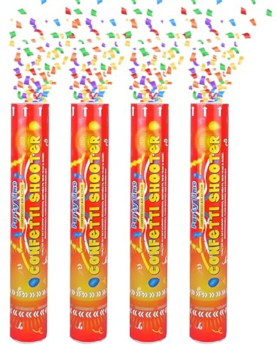 VR Angle 20CM Confetti Shooter Pack of 4 | Twist & Pop Cannons | Burst of Fun for Parties, Weddings, Birthdays, New Year & Celebrations | Add Sparkle to Every Event