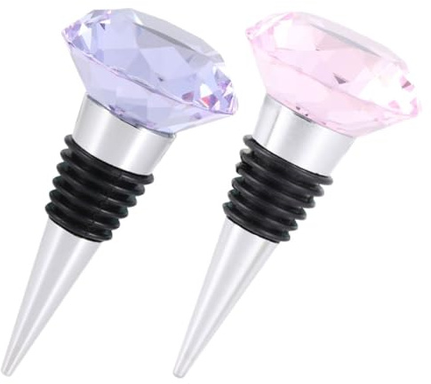 BESTYASH Weinflaschenverschlüsse Kristallförmige aus Edelstahl und Acryl 2 Stück Weinstopper mit Dekorativem und Langlebigem Design für Riegel und Clubs