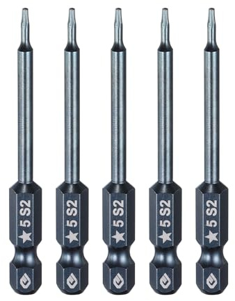 sourcing map 5 punte per cacciavite Torx a 5 punte, codolo esagonale da 1/4, testa magnetica da 5 mm, lunghezza 6,6 cm, in acciaio S2, punte per cacciavite elettrico, per lavori di riparazione