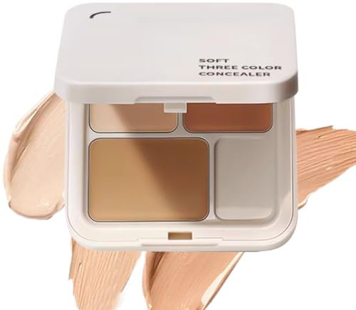 Holdes Palette Correttori 3 Colori, Correttore a Coprenza Totale con Tonalità Naturale, Base Viso Coprente per Occhiaie Imperfezioni e Arrossamenti della Pelle