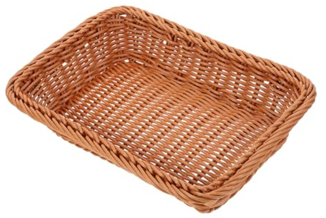 Cabilock Cesta Tejida Rectangular de PP Marrón para Pan y Aperitivos