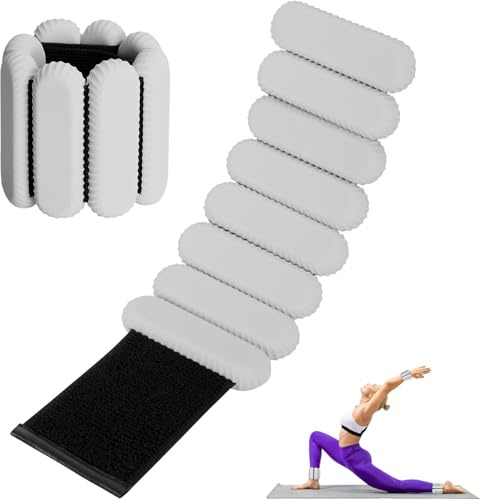 2 st justerbara handledsvikter med ankelvikter för träning, promenader, jogging, yoga, aerobics, pilates, viktbärande armband, fitnessarmband (grå, 2Lbs/styck)