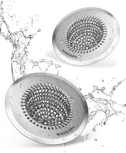 2-Pack Revolutionary Kitchen Sink Strainer, Patented Reversible Sink Drain Strainer, Effortless Cleaning & Sink Food Catcher, No Clog, 304 Stainless Steel Handmade Kitchen Sink Plug Strainer