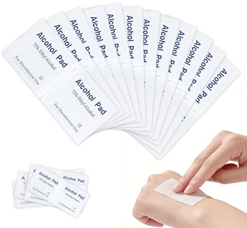 100Pcs Alkoholische Wischfektionstücher,3 x 6cm,Reinigung tücher mit Reisegröße,Einzeln Verpackt,Zum Reinigen von Mobiltelefonen,Spielzeug,Tastatur,Tisch und Stühle
