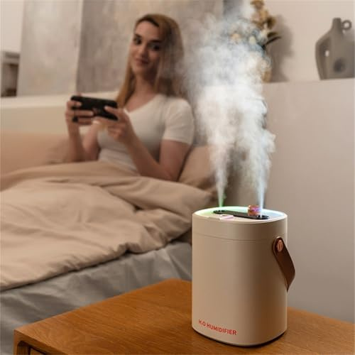 URPIZY Umidificatore ad ultrasuoni con serbatoio da 2 l, funzionamento silenzioso (23 dB), 3 D¨¹Sen per distribuzione della nebbia alta 40 cm, adatto per camera da letto e cameretta dei bambini, con
