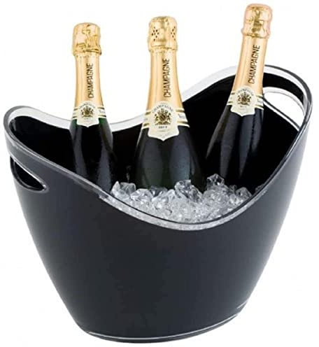 APS vin-champagnekylare, kylare med två sidoöppningar, svart flaskkylare av polystyren, 35 x 27 cm, 26 cm höjd, för 6 l volym