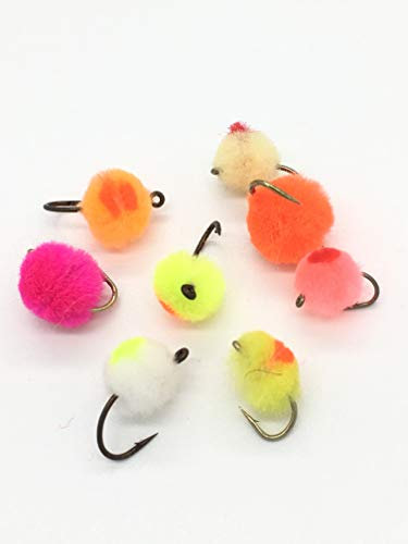 Fischei-Fliegenset für Fliegenfischen, Größe 10, für Forellen und Meeräschen, Hi Vis, 8 Stück