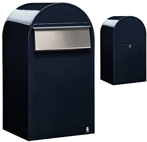 Bobi Grande B Briefkasten RAL 5004 schwarzblau, Klappe aus Edelstahl Zaunbriefkasten