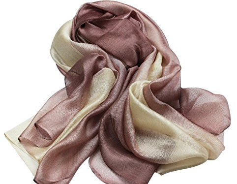 PB-SOAR Mode Damen Farbverlauf Schal Halstuch Stola 200 x 83cm, leicht und groß, 14 Farben auswählbar (Braun/Beige)