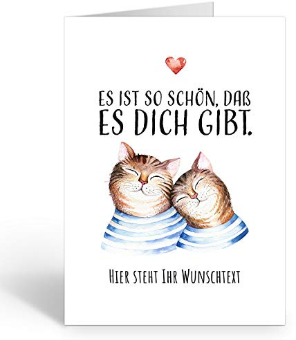 Große Ich Liebe Dich XXL-Karte zum Aufklappen (DIN A4) PERSONALISIERT - Katzen Es ist so schön, dass es Dich gibt - mit Umschlag/Edle Design Klappkarte/Geburtstag/Valentinstag/Extra Groß/Gutschein