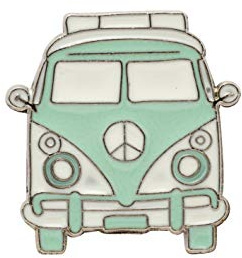 Broche pour homme - Style classique - Camper Bus Van - Vert citron - Pour manteau, costume, cadeau de mariage, fête, col de chemise, Métal