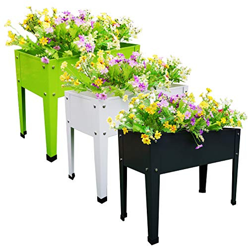 Chicreat Hochbeet, Pflanzbox, Dunkelgrau, Weiß, Grün, 60 x 27 x 45 cm (3er-Pack)