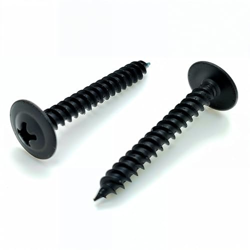 BCP Fasteners #8 x 1-1/4, 500 Qty Black Wood Screws - Phillips Modified Truss Head Wood Screw, Black Phosphate Coated Carbon Steel, Perfect for Wood-to-Wood & Thin Metal Fastening Projects (BCP1110)