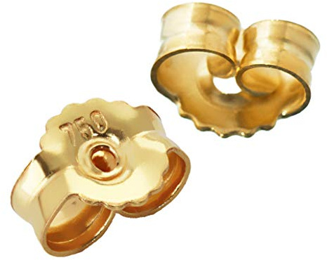 NKlaus Gegenstecker für Ohrstecker, 750 Gelbgold 18 Karat, 7mm, 2 Stück | Butterfly-Verschluss; 0,9mm