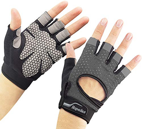 Hopedas Workout Gloves Weight Lifting Gloves Palm Support Protection for Men Women, Exercise Gloves Sports for Training, Fitness, Gym,Gray