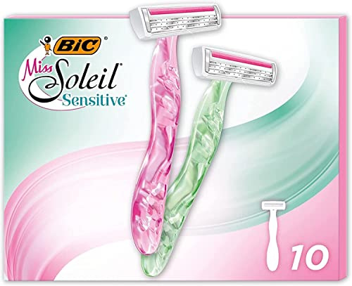 BIC Miss Soleil Sensitive Rasierer Damen, 1 x 10er Pack Einwegrasierer in 2 Farben, mit Aloe Vera & Vitamin E für eine sanfte Rasur