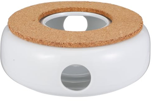 Cabilock Keramik Teekannenwärmer mit Holzsockel Retro Teekocher Wärmer für Teehaus und Hotel Fein Gearbeiteter Teekannen Kerzenhalter zum Warmhalten von Tee