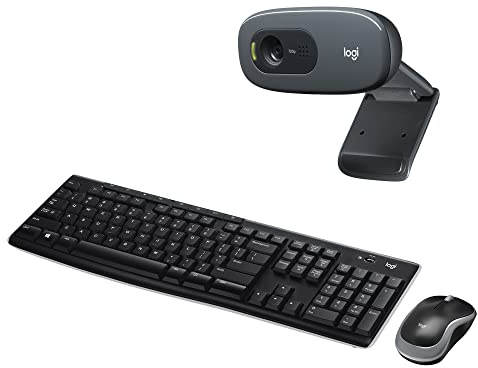 Logitech MK270 Combo Teclado y Ratón Inalámbrico para Windows, 2,4GHz Inalámbrico, Ratón Compacto, 8 teclas multimedia y de acceso directo, 2 años de batería, PC, PC Portátil, QWERTY Español - Negro