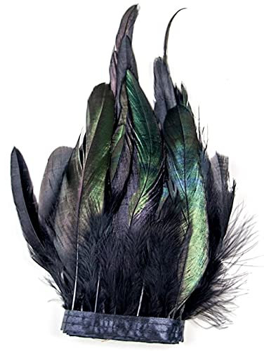 LINPM 1 Meter natürliches Huhn-Hahn-Feder-Ordnungs-Fransen-See-blaues Hahn -Feder-Band 15-18cm Partei-Kleid-Nähen-Dekor