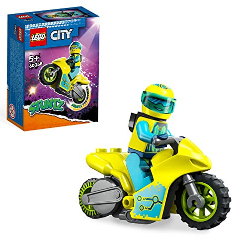 LEGO 60358 City Stuntz Cyber-Stuntbike, schwungradbetriebenes Spielzeug-Motorrad für spannende Sprünge und Tricks, Kleines Geschenk für Kinder oder Erweiterungs-Set