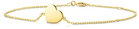 Orovi Damen Goldschmuck, Gold Armband mit Herz Anhänger, 9 Karat (375) 18 cm