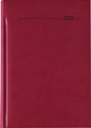 Buchkalender Tucson rot 2024 - Büro-Kalender A5 - Cheftimer - 1 Tag 1 Seite - 352 Seiten - Tucson-Einband - Termin-Planer - Alpha Edition