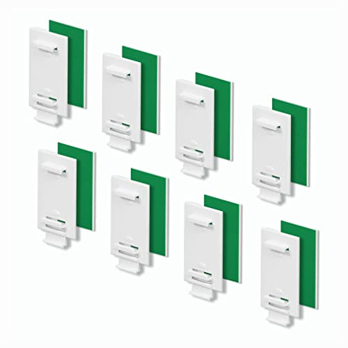 KLEMMFLEX Soporte adhesivo largo, para estor, estor doble, sin taladrar, para pegar, 8 unidades, como accesorio, repuesto para la fijación a la ventana fija de PVC, puerta de balcón