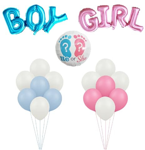 ZENZERO® - SET PALLONCINI per FESTA IT'S BOY OR GIRL - Gender Reveal Party - Baby Shower Decorazione