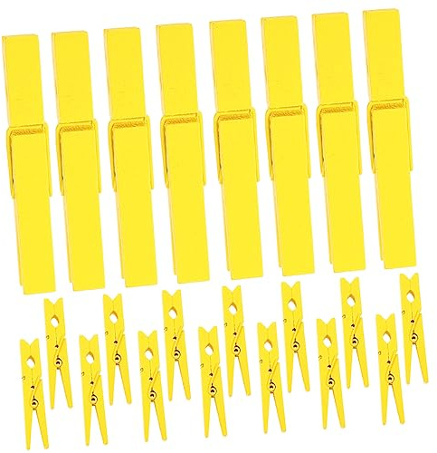 Cabilock 30Piezas Pinzas de Madera Unidades Amarillas Resistentes y Ligeras para Sujetar Ropa y Edredones Diseño Práctico y de Usar