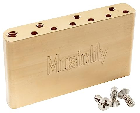 Musiclily Ultra 40mm Massiv Mässing Kort Tremolo Block Strängavstånd 52,5 mm för Indonesien Squier Ny efter 2019 Klassisk Vibe Elgitarr Stall