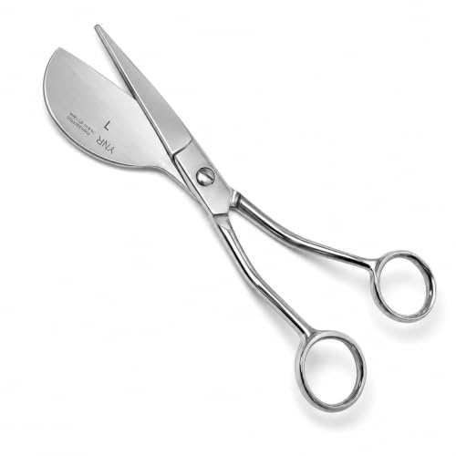 YNR Linkshänder-Applikation Entenschnabelmaschine Stickschere – Premium Deutscher Stahl Stoffschere rasiermesserscharfe kleine Spitze für optimale Präzision Stiche, Basteln, Nähen, Silber, 15,2 cm
