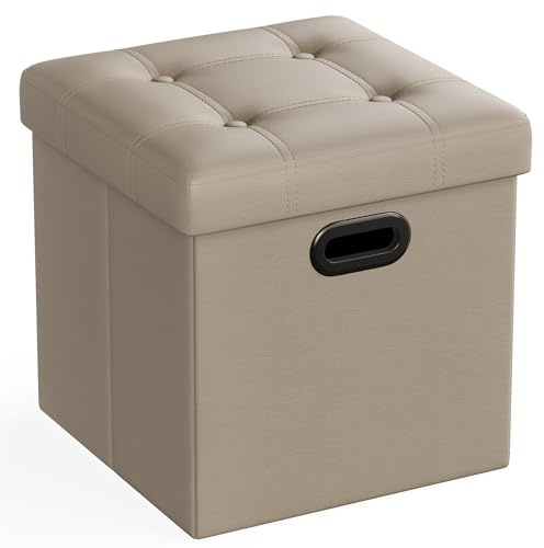 SONGMICS 15 Inches Folding Storage Ottoman, Cube Footrest